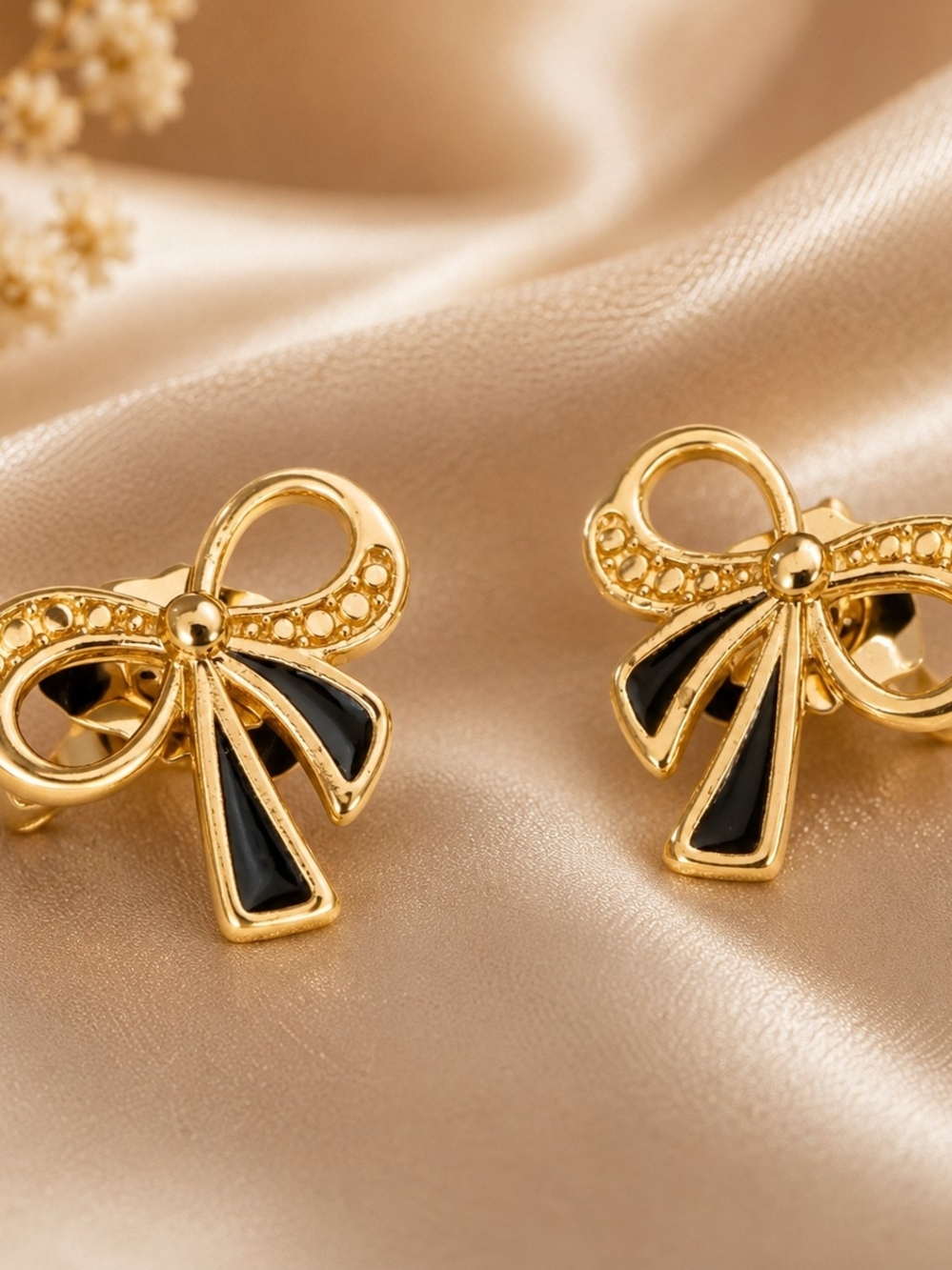 Laminated Gold  Bow Stud Earrings